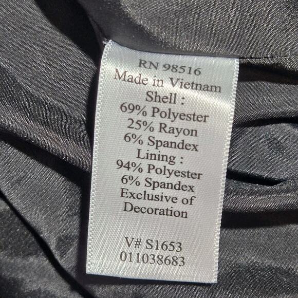 Coldwater Creek Sz 12P Gray Ponte Knit Ruffle Lace Mandarin Collar Jacket Women - Picture 6 of 10